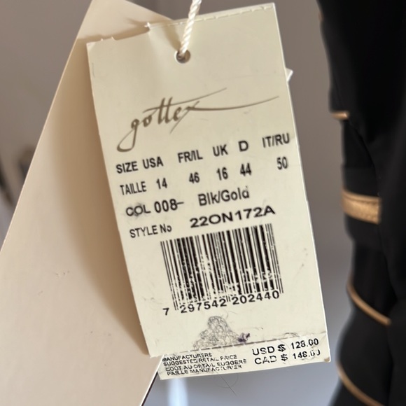 Gottex Swimwear Onyx Stripe One-Piece Swimsuit 14 - Picture 5 of 6